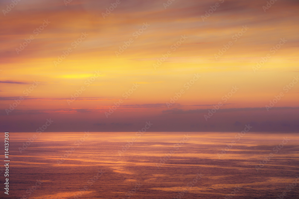 seascape with red sunset