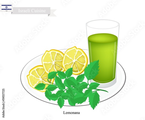 Lemonana or in Israeli Frozen Lemonade with Mint