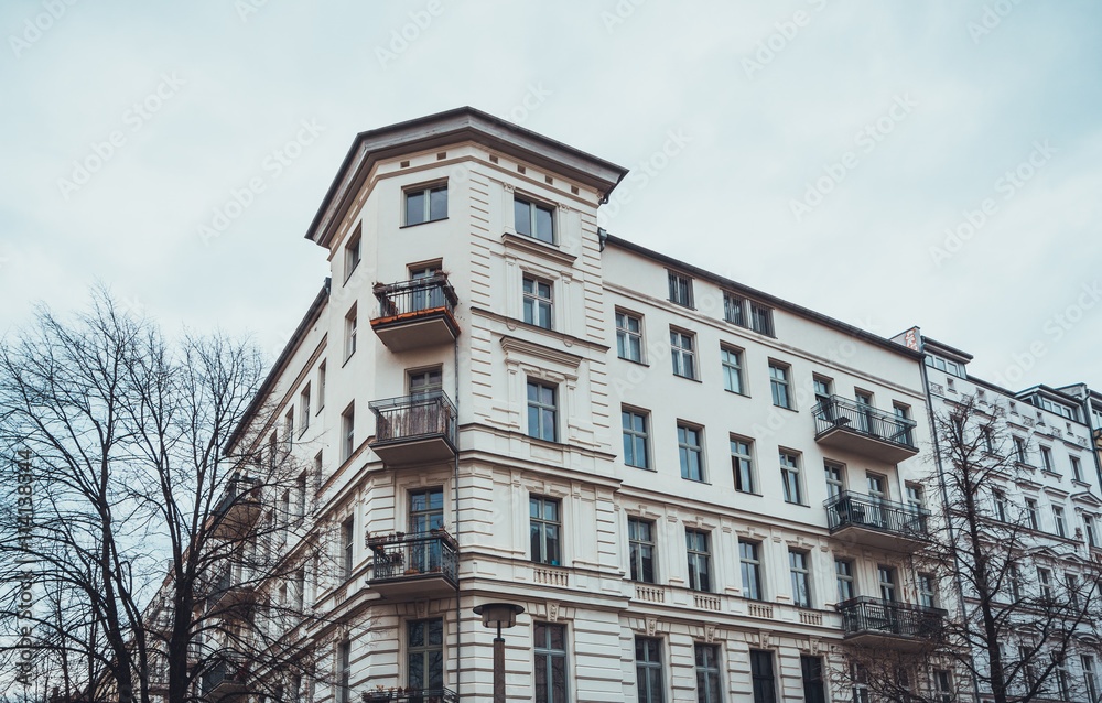 Fototapeta premium Luxury Apartment Building with Corner Balconies