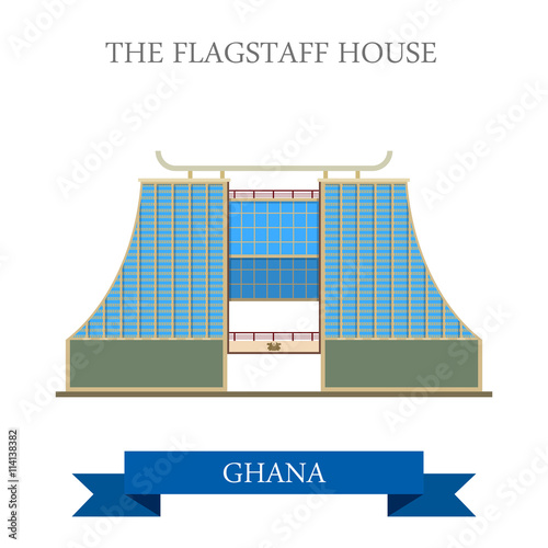 The Flagstaff House in Ghana flat cartoon vector illustration