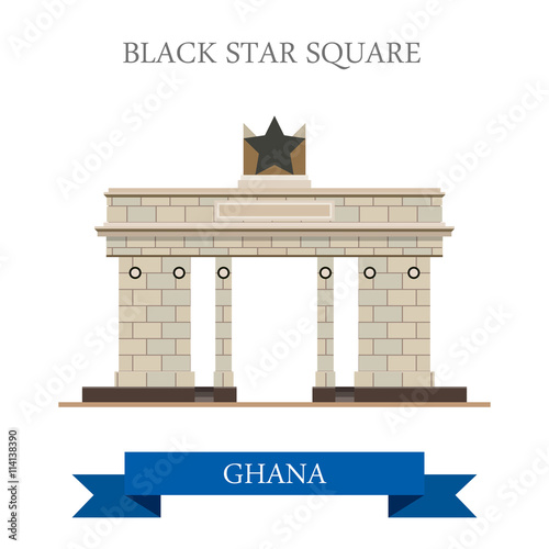 Black Star Square in Accra Ghana flat vector illustration