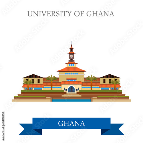 University of Ghana in Accra flat cartoon vector illustration