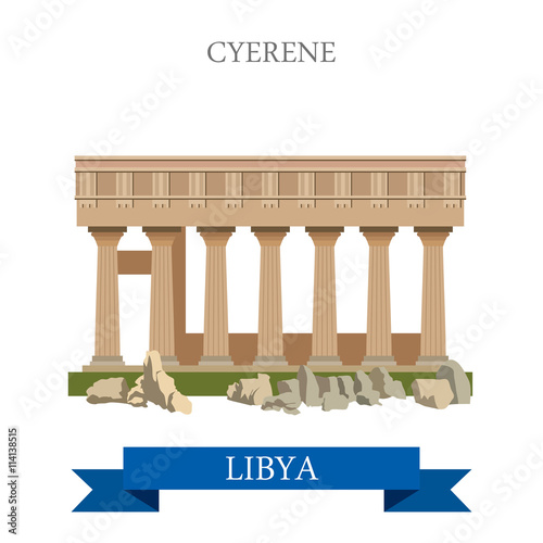 Cyrene in Libya. Flat cartoon style web site vector illustration