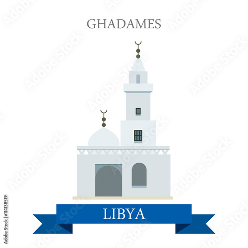 Ghadames in Libya. Flat cartoon web site vector illustration photo