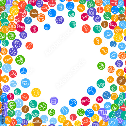 Vacation background with scattered summer icons