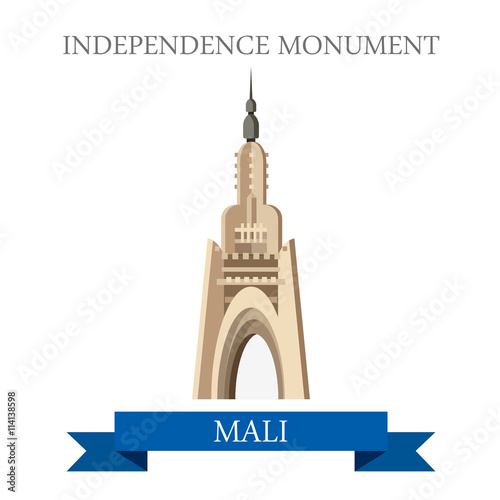 Bamako Independence Monument in Mali. Flat vector illustration