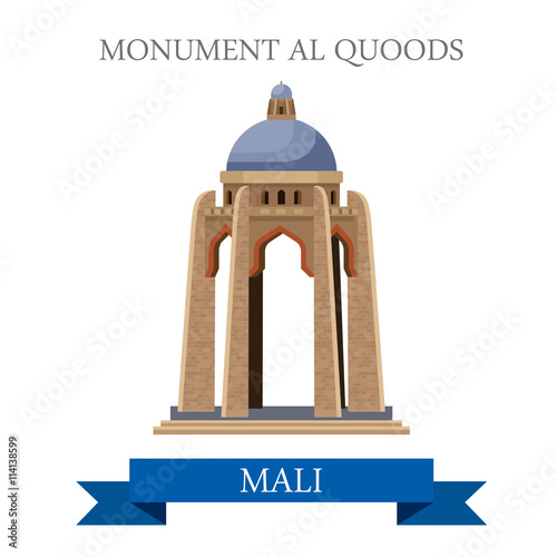Monument al Quoods in Bamako in Mali. Flat vector illustration