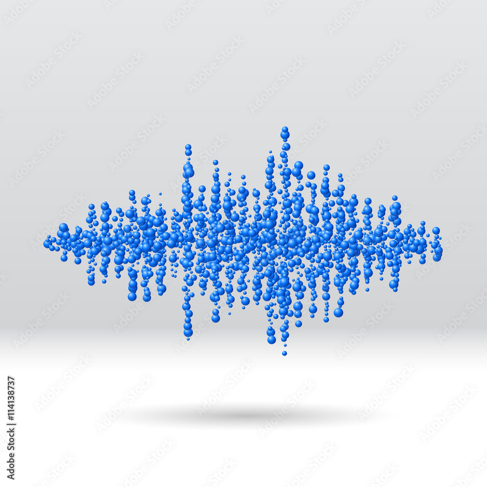 Sound waveform made of scattered balls