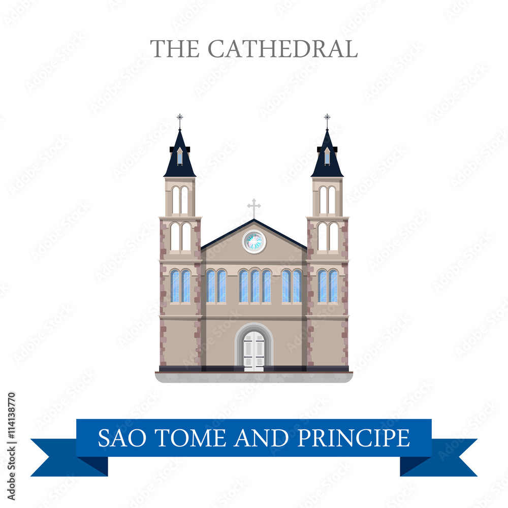 The Cathedral in Sao Tome and Principe. Flat vector illustration