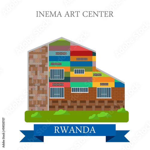 Inema Art Center in Rwanda Flat historic vector illustration