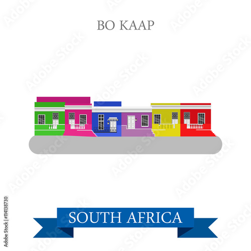 Bo-Kaap in Cape Town in South Africa. Flat vector illustration