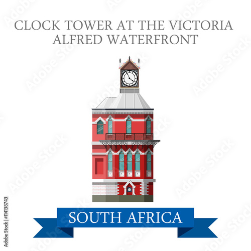 Clock Tower Victoria Alfred Waterfront South Africa Flat vector