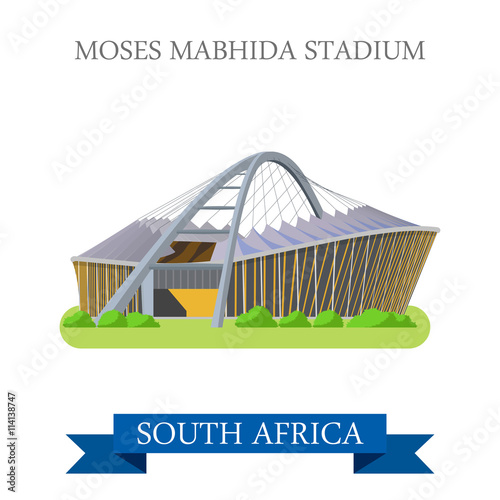 Moses Mabhida Stadium in South Africa. Flat vector illustration