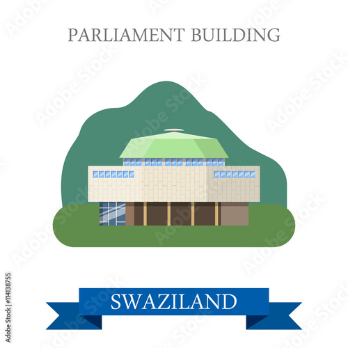 Parliament Building in Swaziland Flat web vector illustration