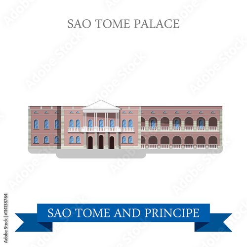 SAO Tome Palace. Sao Tome and Principe Flat vector illustration