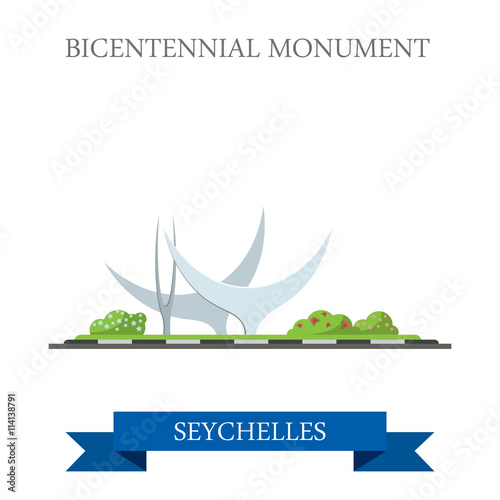 Bicentennial Monument in Seychelles Flat web vector illustration