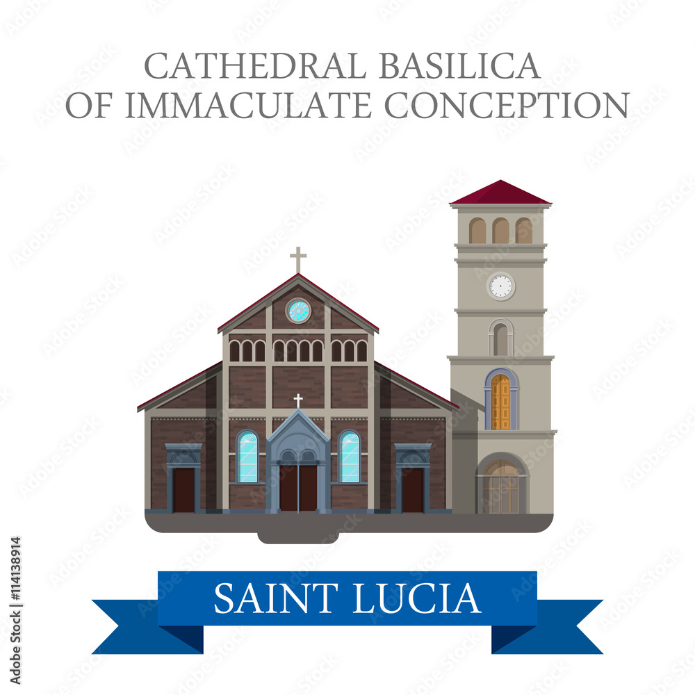 Cathedral Basilica Immaculate Conception Saint Lucia Flat vector