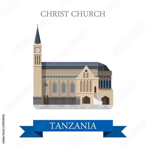 Christ Church Zanzibar Tanzania Flat travel vector illustration