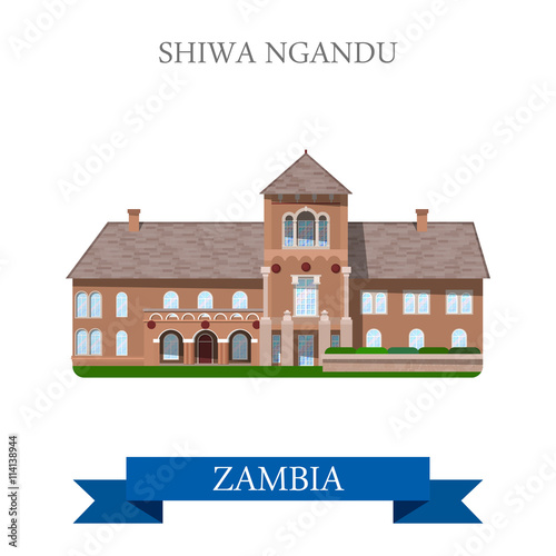 Shiwa Ngandu Zambia. Flat historic sight web vector illustration photo