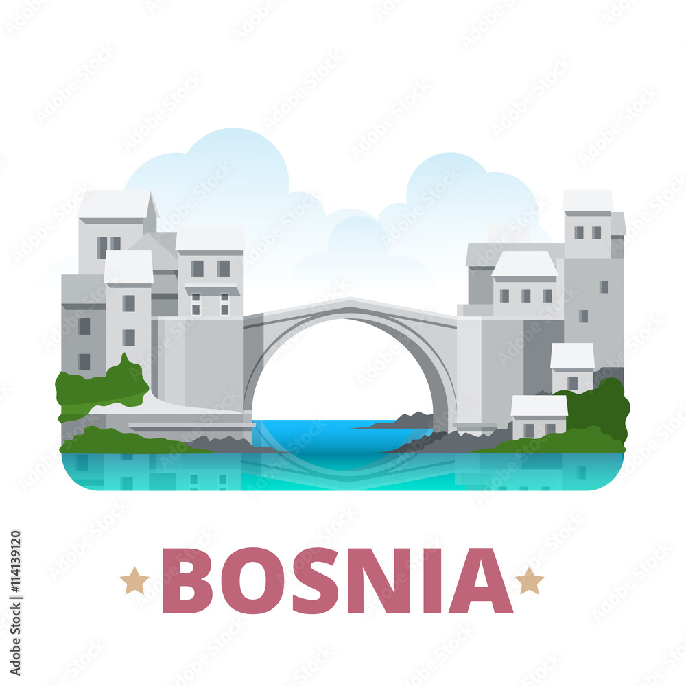 Naklejka premium Bosnia and Herzegovina country design template Flat vector
