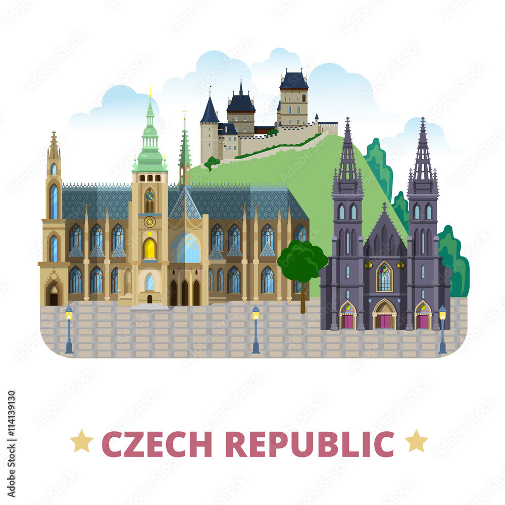 Czech Republic country design template Flat cartoon style vector