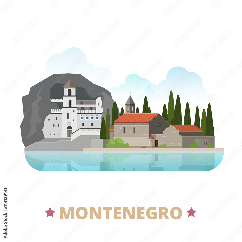 Montenegro country design template Flat cartoon style web vector