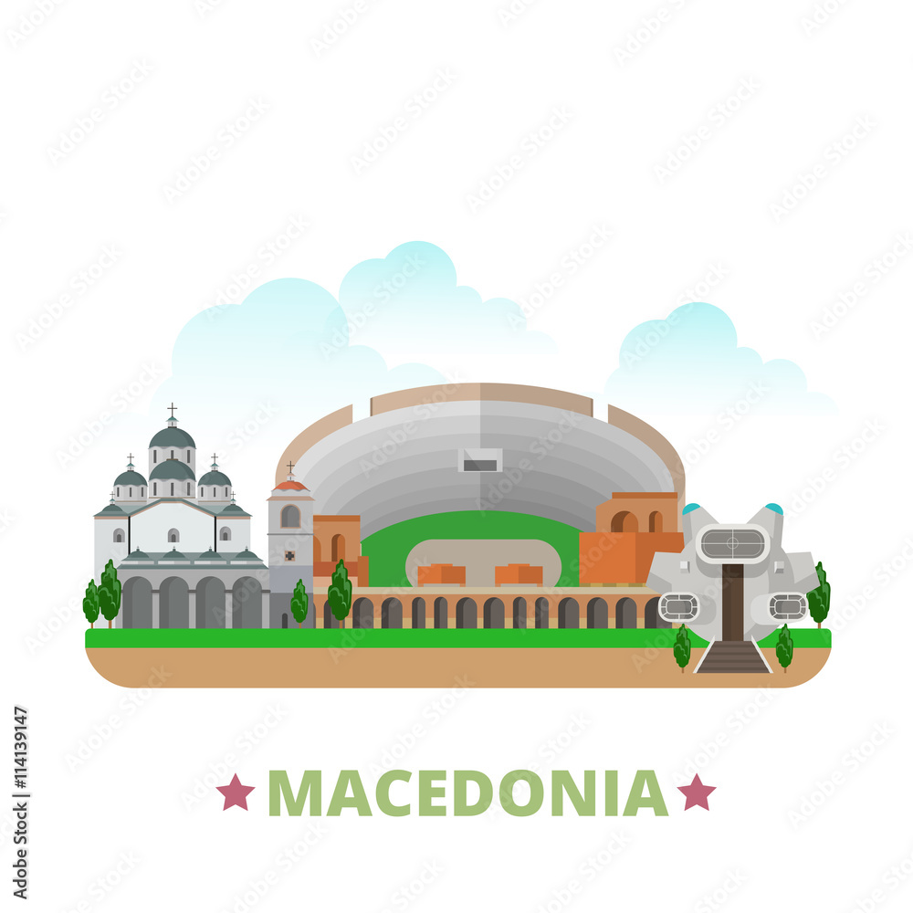 Naklejka premium Macedonia country design template Flat cartoon style web vector