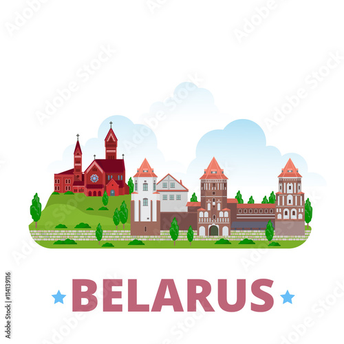 Belarus country design template Flat cartoon style web vector