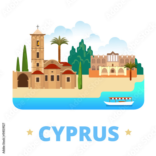 Cyprus country design template Flat cartoon style web vector