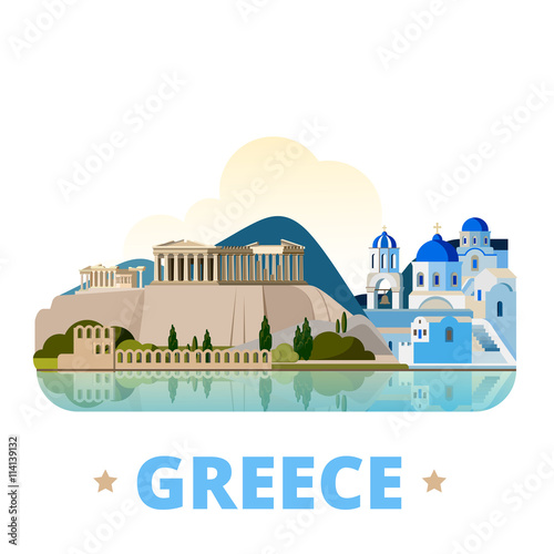 Greece country design template Flat cartoon style web vector