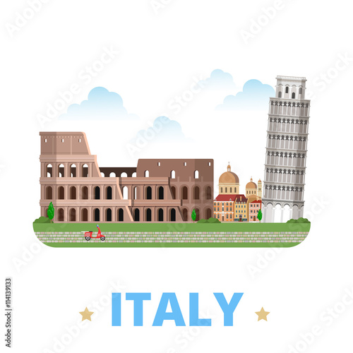 Italy country design template Flat cartoon style web vector