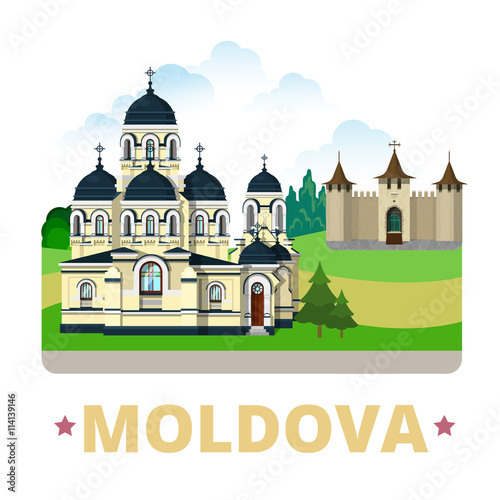 Moldova country design template Flat cartoon style web vector