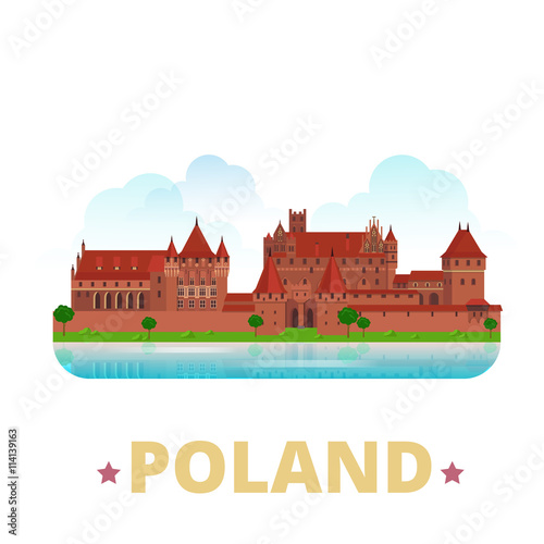 Poland country design template Flat cartoon style web vector