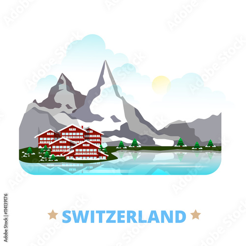 Switzerland country design template Flat cartoon style web vector