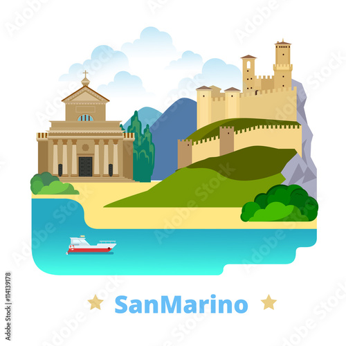 San Marino country design template Flat cartoon style web vector