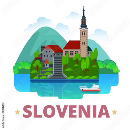 Slovenia country design template Flat cartoon style web vector