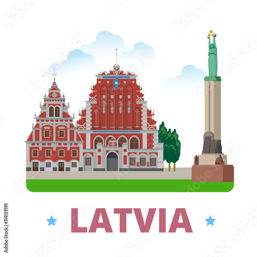 Latvia country design template Flat cartoon style web vector
