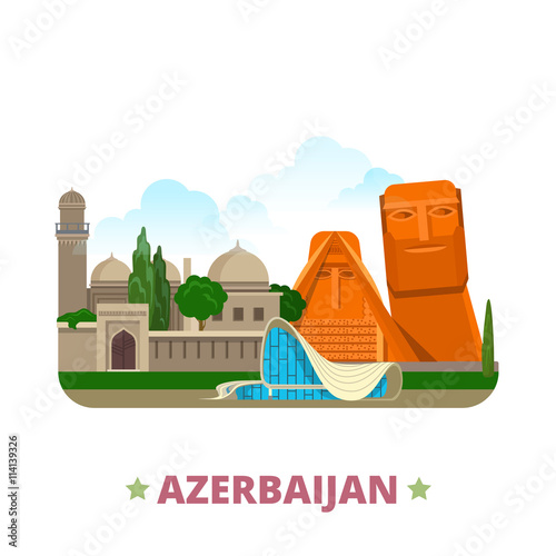Azerbaijan country design template Flat cartoon style web vector