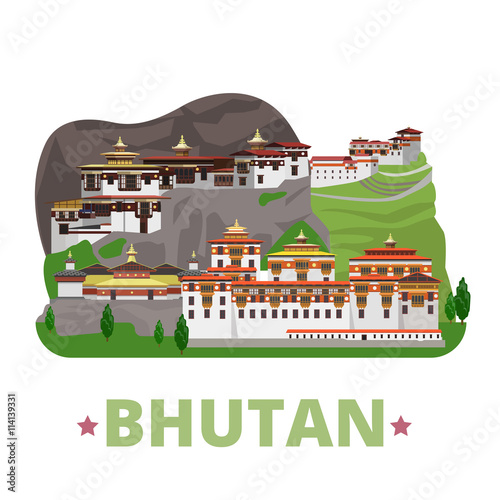 Bhutan country design template Flat cartoon style web vector