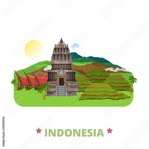 Indonesia country design template Flat cartoon style web vector