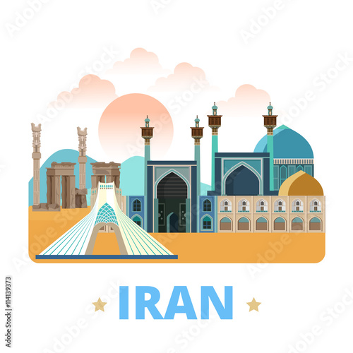 Iran country design template Flat cartoon style web vector