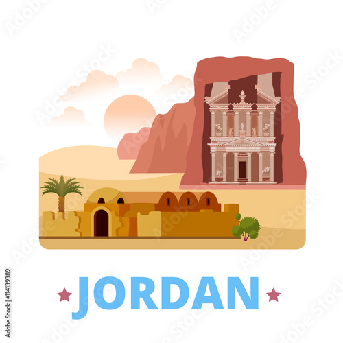 Jordan country design template Flat cartoon style web vector