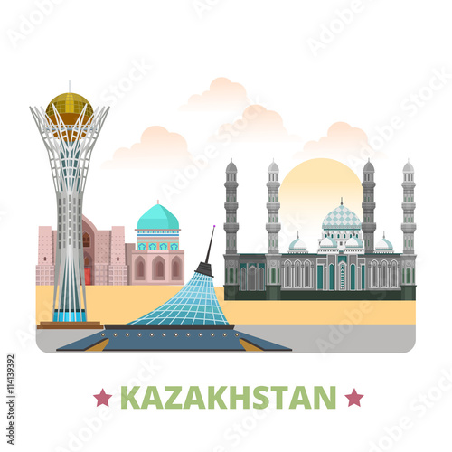 Kazakhstan country design template Flat cartoon style web vector