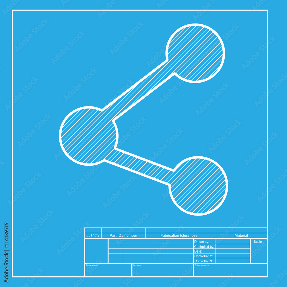 Obraz premium Share sign illustration. White section of icon on blueprint template.