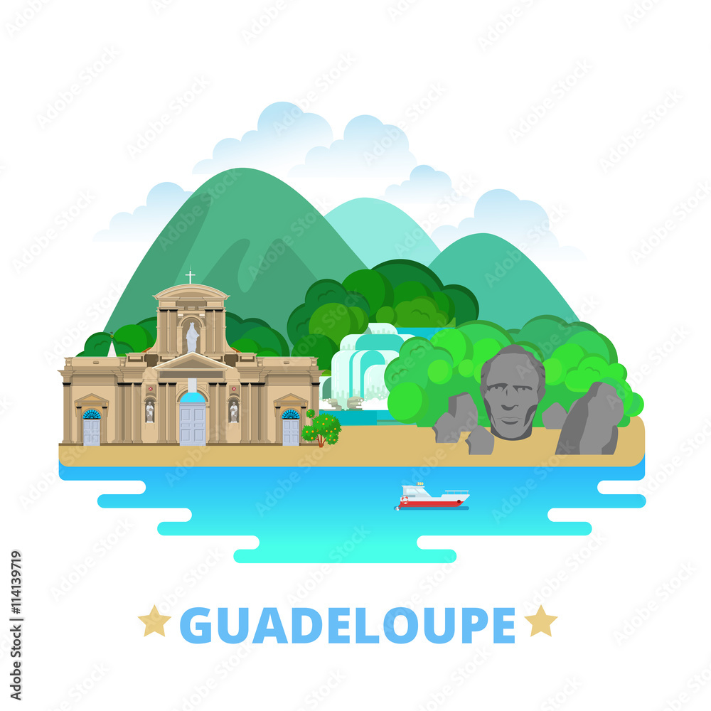 Guadeloupe country design template Flat cartoon style web vector