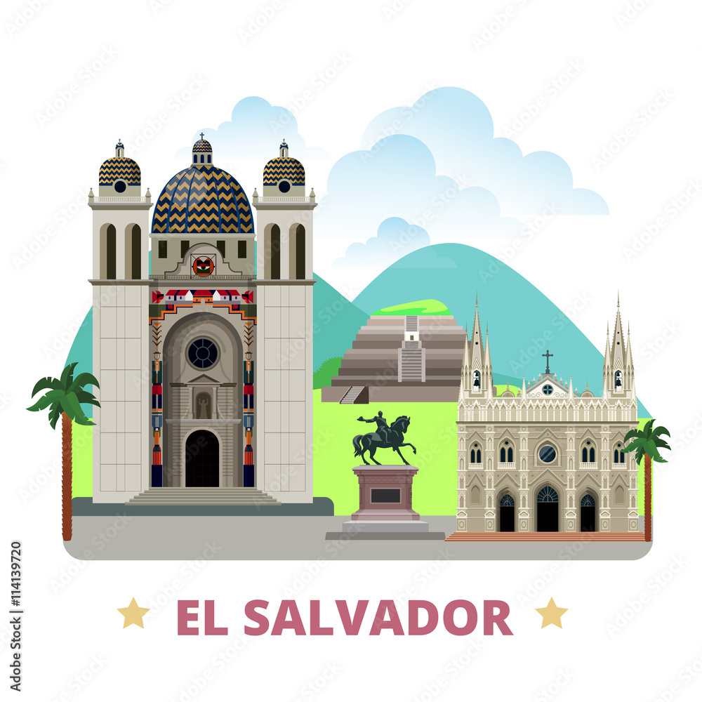 El Salvador country design template Flat cartoon style vector