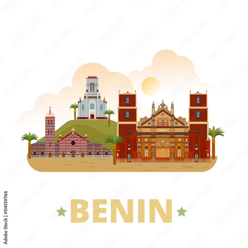 Benin country design template Flat cartoon style web vector