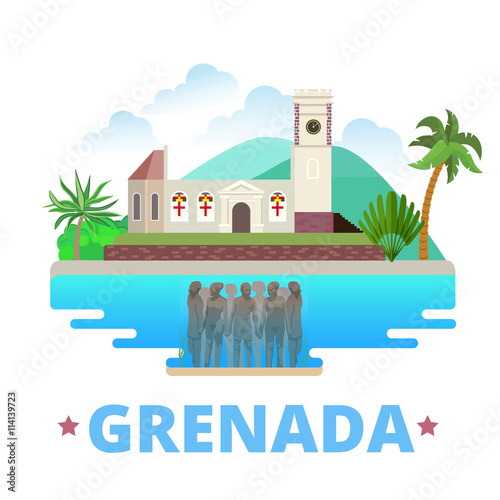Grenada country design template Flat cartoon style web vector
