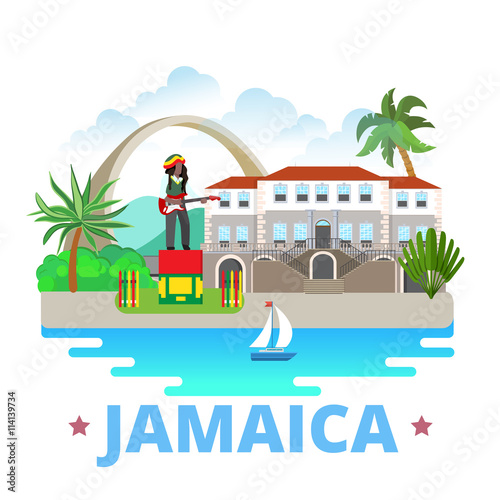 Jamaica country design template Flat cartoon style web vector