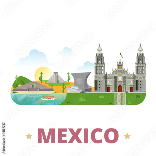 Mexico country design template Flat cartoon style web vector